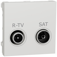 Розетка R-TV/SAT конечная (2 модуля) Unica New Schneider Electric белая NU345518