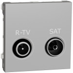 Розетка R-TV/SAT проходная (2 модуля) Unica New Schneider Electric алюминий NU345630