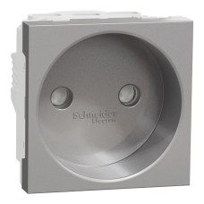 Розетка без ж/к со шторками 16А 2 модуля Unica New Schneider Electric алюминий NU303330