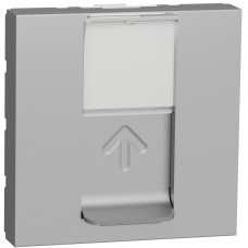 Розетка компьютерная RJ45 кат.5 STP (2 модуля) Unica New Schneider Electric алюминий NU341330