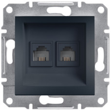Розетка двойная телефонная RJ11 Asfora Schneider Electric антрацит EPH4200171