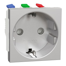 Розетка с ж/к и шторками 16А (быстрозажимные клеммы) Unica New Schneider Electric алюминий NU305730