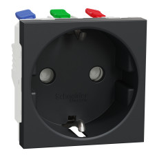Розетка с ж/к и шторками 16А (быстрозажимные клеммы) Unica New Schneider Electric антрацит NU305754