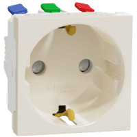 Розетка с ж/к и шторками 16А (быстрозажимные клеммы) Unica New Schneider Electric бежевая NU305744