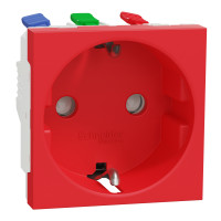 Розетка с ж/к и шторками 16А (быстрозажимные клеммы) Unica New Schneider Electric красная NU305703