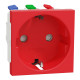 Розетка с ж/к и шторками 16А (быстрозажимные клеммы) Unica New Schneider Electric красная NU305703