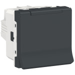 Розетка с ж/к, шторками и крышкой 16А Unica New Schneider Electric антрацит NU303754TA