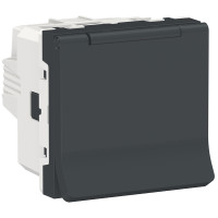 Розетка с ж/к, шторками и крышкой 16А Unica New Schneider Electric антрацит NU303754TA