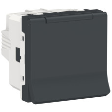 Розетка с ж/к, шторками и крышкой 16А Unica New Schneider Electric антрацит NU303754TA