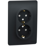 Розетка з з/к та шторками подвійна Unica New Schneider Electric антрацит NU206754