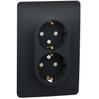 Розетка с ж/к и двойная Unica New Schneider Electric антрацит NU206754