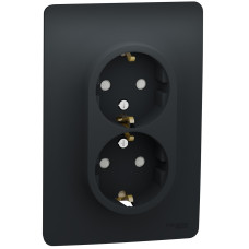 Розетка с ж/к и двойная Unica New Schneider Electric антрацит NU206754