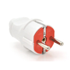 Вилка штепсельная EL-BI с заземлением бело-красная (505-001101-816)