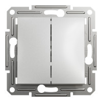 Выключатель кнопочный двухклавишный Asfora Schneider Electric алюминий EPH1100161