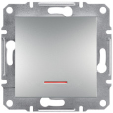 Выключатель кнопочный с подсветкой Asfora Schneider Electric алюминий EPH1600161