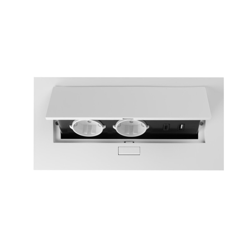 Мебельная розетка в столешницу врезная 2хSHUKO, USB A+C, без кабеля, белый AE-PBU02GS-10N