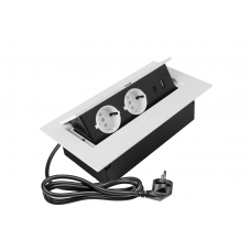 Мебельная розетка в столешницу врезная 2хSHUKO, USB A+C, без кабеля, белый AE-PBU02GS-10N