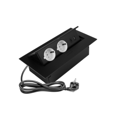 Удлинитель GTV для офиса врезной в стол 2x розетка Schucko без кабеля черный AE-PBU02GS-20