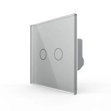 Сенсорний вимикач LIVOLO, 2-сенсорний, сірий матовий скляний, 5А 230В, без нейтралі