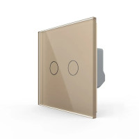 Сенсорный выключатель LIVOLO, 2-сенсорный, золотой стеклянный, 5А 230В, без нейтрали (VL-C7FC2-2AP)