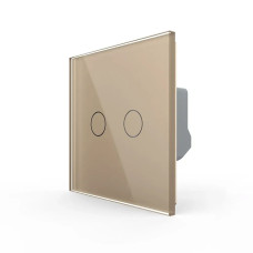 Сенсорний вимикач LIVOLO, 2-сенсорний, золотий скляний, прохідний / перехресний, 5А 230В, без нейтра