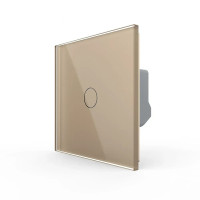 Сенсорный выключатель LIVOLO, золотой стеклянный, 5А 230В, без нейтрали (VL-C7FC1-2AP)