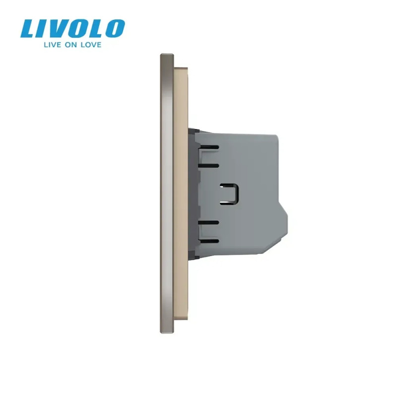 Сенсорний вимикач LIVOLO, золотий скляний матовий, 5А 230В, без нейтралі