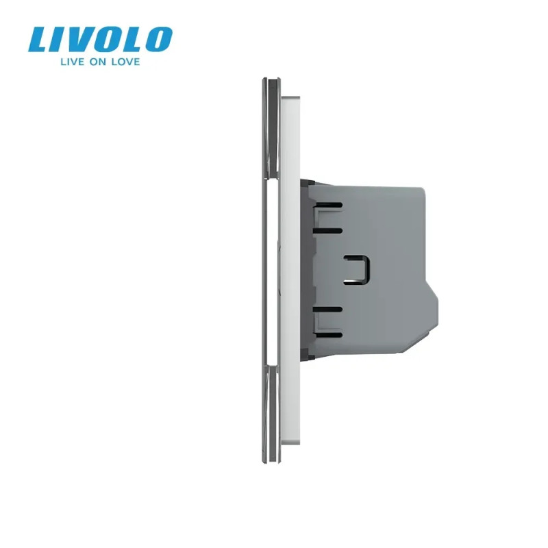 Сенсорный выключатель 6 сенсоров (2-2-2) Livolo серое стекло (VL-C702/C702/C702-15)
