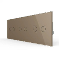 Сенсорный выключатель 6 сенсоров (2-2-2) Livolo золото стекло (VL-C702/C702/C702-13)