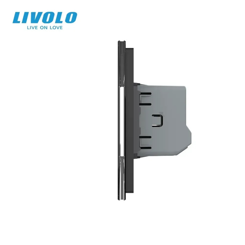 Сенсорний вимикач 8 сенсорів (2-2-2-2) LIVOLO чорний матовий скляний