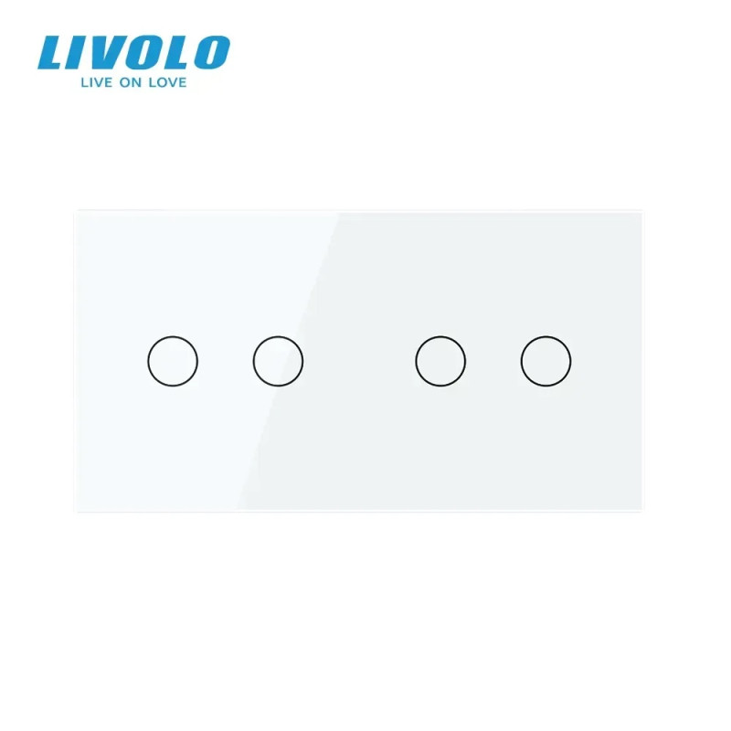 Сенсорний вимикач 4 сенсора (2-2) LIVOLO білий матовий скло