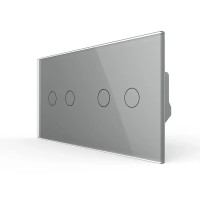 Сенсорный выключатель 4 сенсора (2-2) Livolo серое стекло (VL-C702/C702-15)