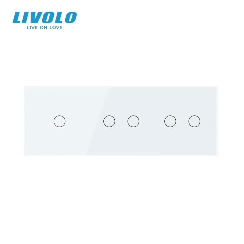 Сенсорний вимикач 5 сенсорів (1-2-2) LIVOLO білий матовий скло