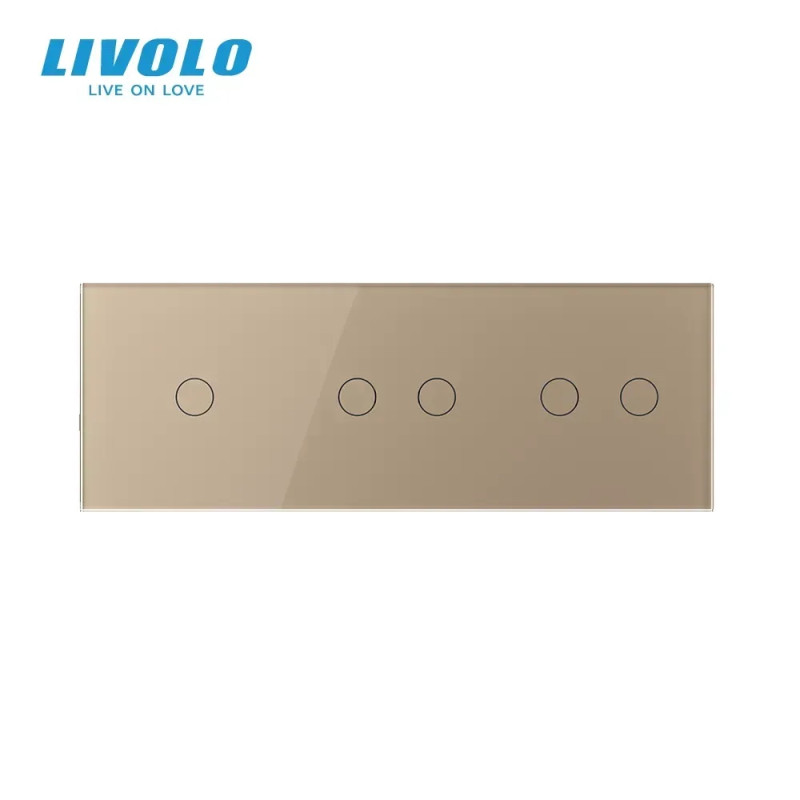 Сенсорний вимикач 5 сенсорів (1-2-2) LIVOLO золотий матовий скло