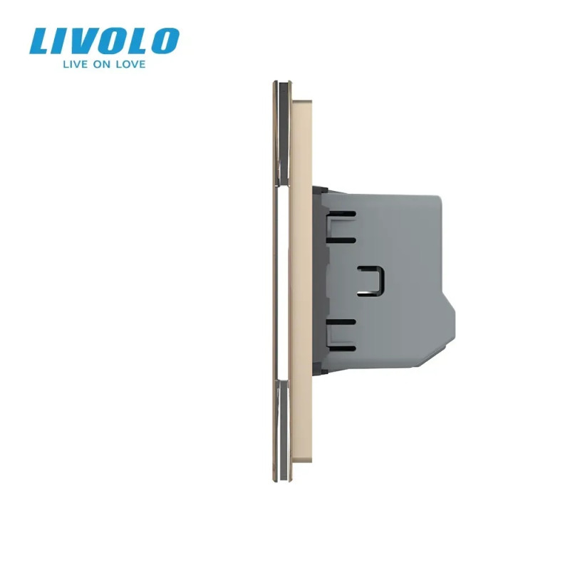 Сенсорний вимикач 5 сенсорів (1-2-2) Livolo золото скло (VL-C701/C702/C702-13)