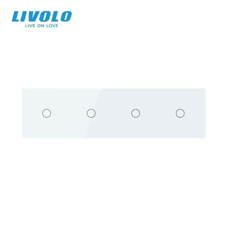 Сенсорный выключатель 4 сенсора (1-1-1-1) Livolo белое стекло (VL-C704-11)