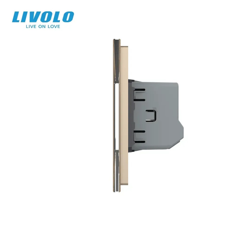 Сенсорний вимикач 4 сенсора (1-1-1-1) Livolo золото скло (VL-C704-13)