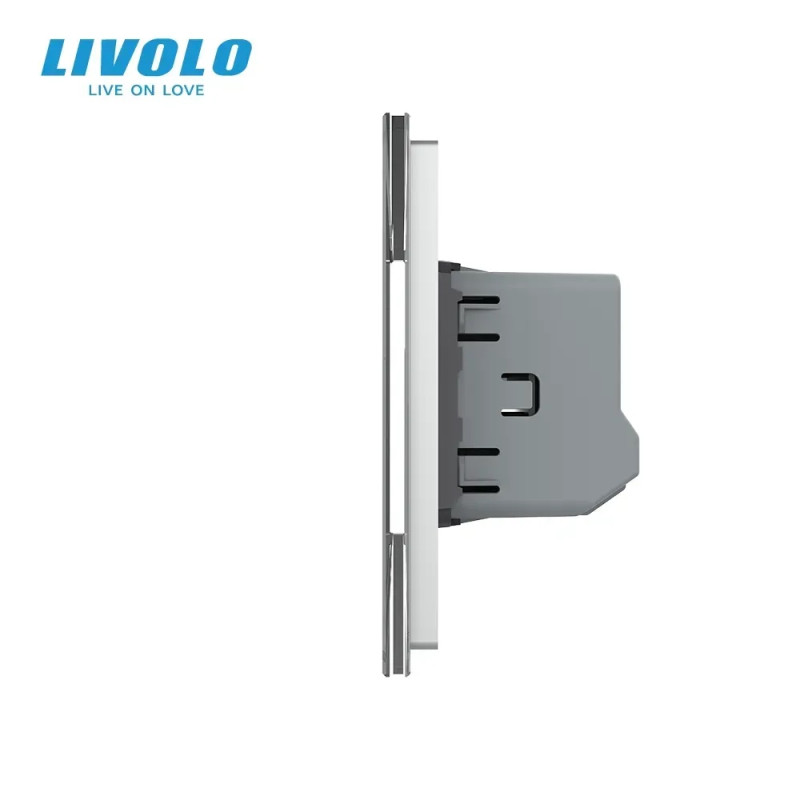 Сенсорный выключатель 4 сенсора (1-1-2) LIVOLO серое матовое стекло