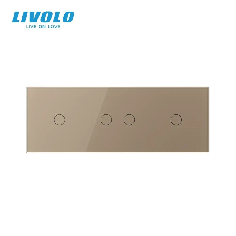 Сенсорный выключатель 4 сенсора (1-2-1) Livolo золото стекло (VL-C701/C702/C701-13)