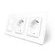 Сенсорный выключатель 2 сенсора 2 розетки LIVOLO белый матовый стекло