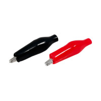 Зажим крокодил аккумуляторный малый в кембрике Lemanso вдоль. 27мм LM9107 (черный или красный) 150007