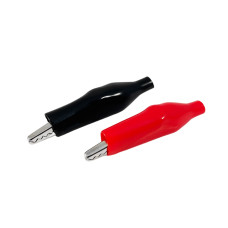 Зажим крокодил аккумуляторный средний в кембрике Lemanso длин.35мм LM9108 (черный или красный) 150008