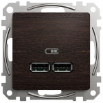 Розетка USB двойная А+А 2.1А 230В Венге Sedna Design Schneider Electric SDD181401