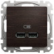 Розетка USB двойная А+А 2.1А 230В Венге Sedna Design Schneider Electric SDD181401