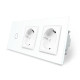 Сенсорний вимикач 1 сенсор 2 розетки LIVOLO білий матовий скло