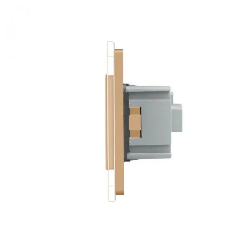 Сенсорный выключатель 1 сенсор 2 розетки Livolo золото стекло (VL-C701/C7C2EU-13)