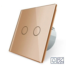 Сенсорная кнопка 2 сенсора 12/24В Livolo золотое стекло (VL-FC2HC-2AP)