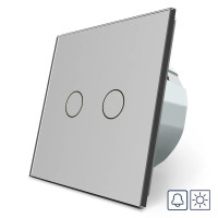 Сенсорная кнопка 2 сенсора Сухой контакт Livolo серое стекло (VL-C702IH-15)