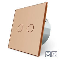 Сенсорная кнопка 2 сенсора Сухой контакт Livolo золото стекло (VL-C702IH-13)