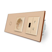 Умный сенсорный проходной/перекрестный выключатель 1 сенсор 1 розетка 1 USB 1 универсальная розетка Liv